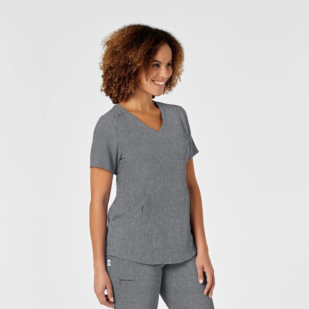 Wink Scrubs Women's RENEW V-Neck Scrub Top Grey Heather | scrub-supply.com