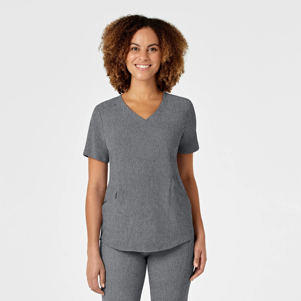 Wink Scrubs Women's RENEW V-Neck Scrub Top Grey Heather | scrub-supply.com