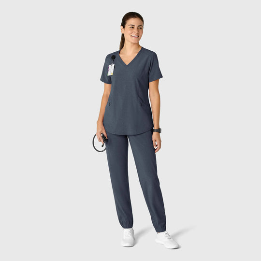 Wink Scrubs Women's RENEW V-Neck Scrub Top Navy Heather | scrub-supply.com