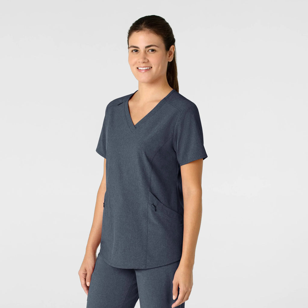 Wink Scrubs Women's RENEW V-Neck Scrub Top Navy Heather | scrub-supply.com