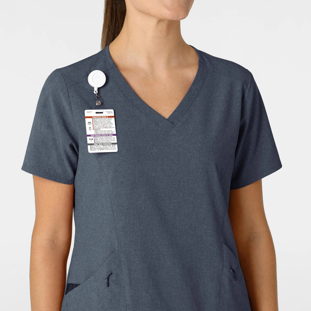 Wink Scrubs Women's RENEW V-Neck Scrub Top Navy Heather | scrub-supply.com