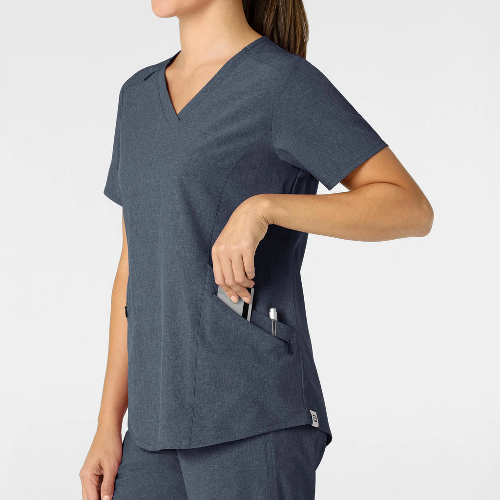 Wink Scrubs Women's RENEW V-Neck Scrub Top Navy Heather | scrub-supply.com