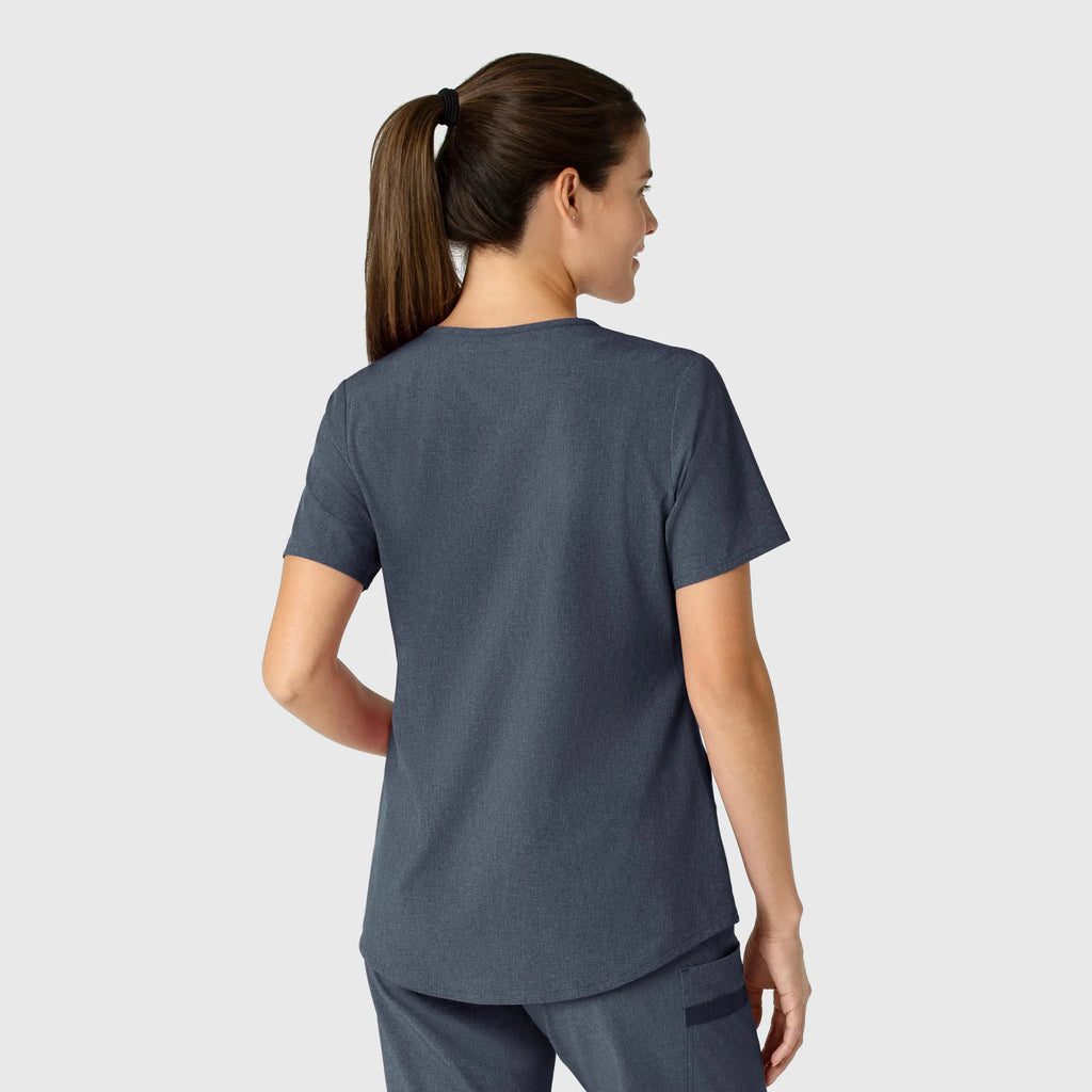 Wink Scrubs Women's RENEW V-Neck Scrub Top Navy Heather | scrub-supply.com