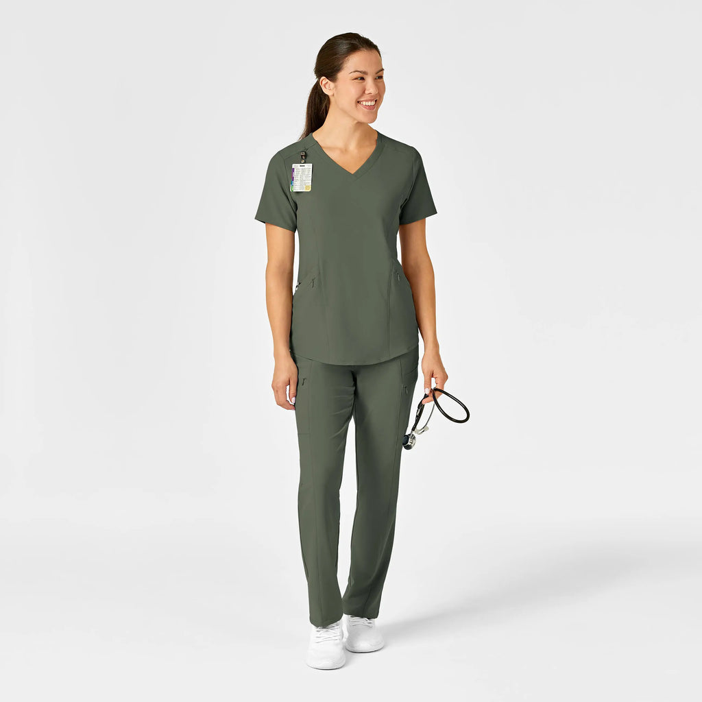 Wink Scrubs Women's RENEW V-Neck Scrub Top Olive | scrub-supply.com