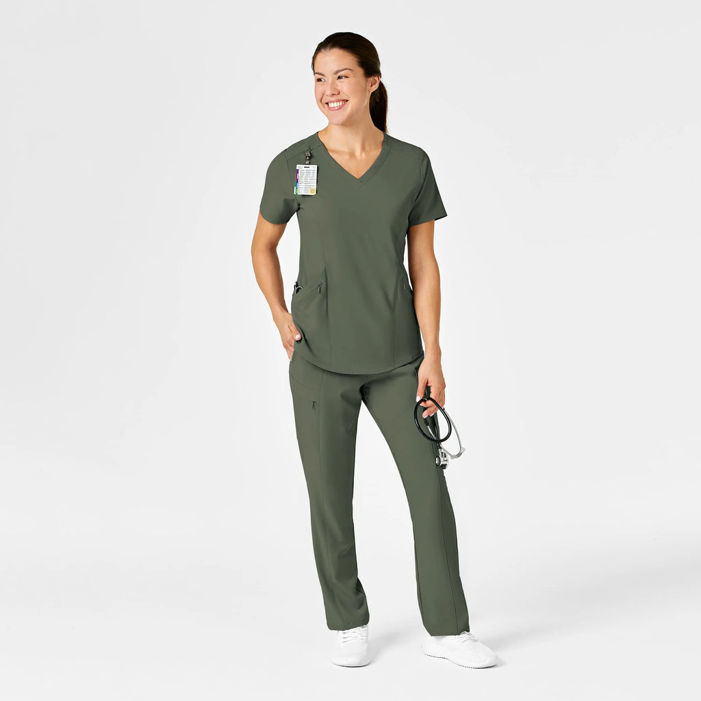 Wink Scrubs Women's RENEW V-Neck Scrub Top Olive | scrub-supply.com