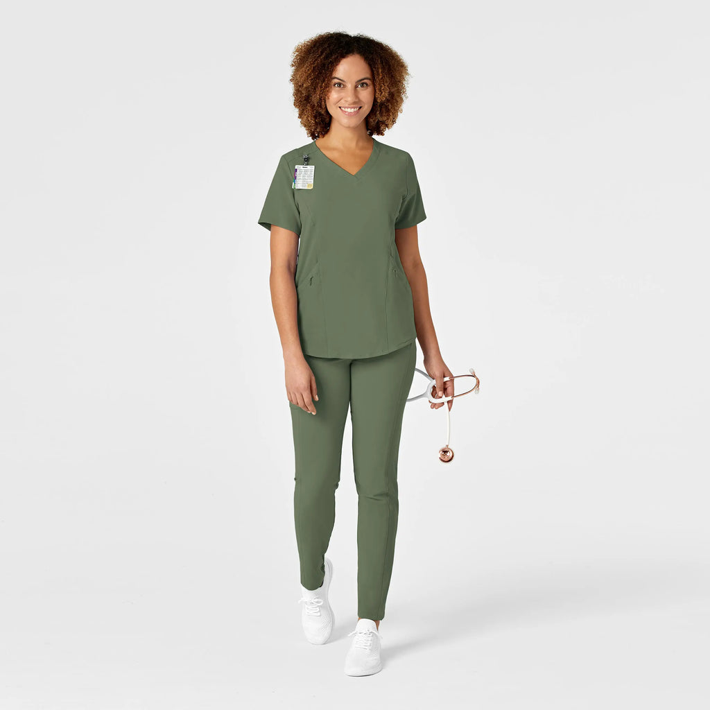 Wink Scrubs Women's RENEW V-Neck Scrub Top Olive | scrub-supply.com