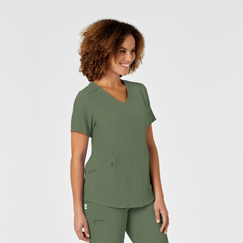 Wink Scrubs Women's RENEW V-Neck Scrub Top Olive | scrub-supply.com