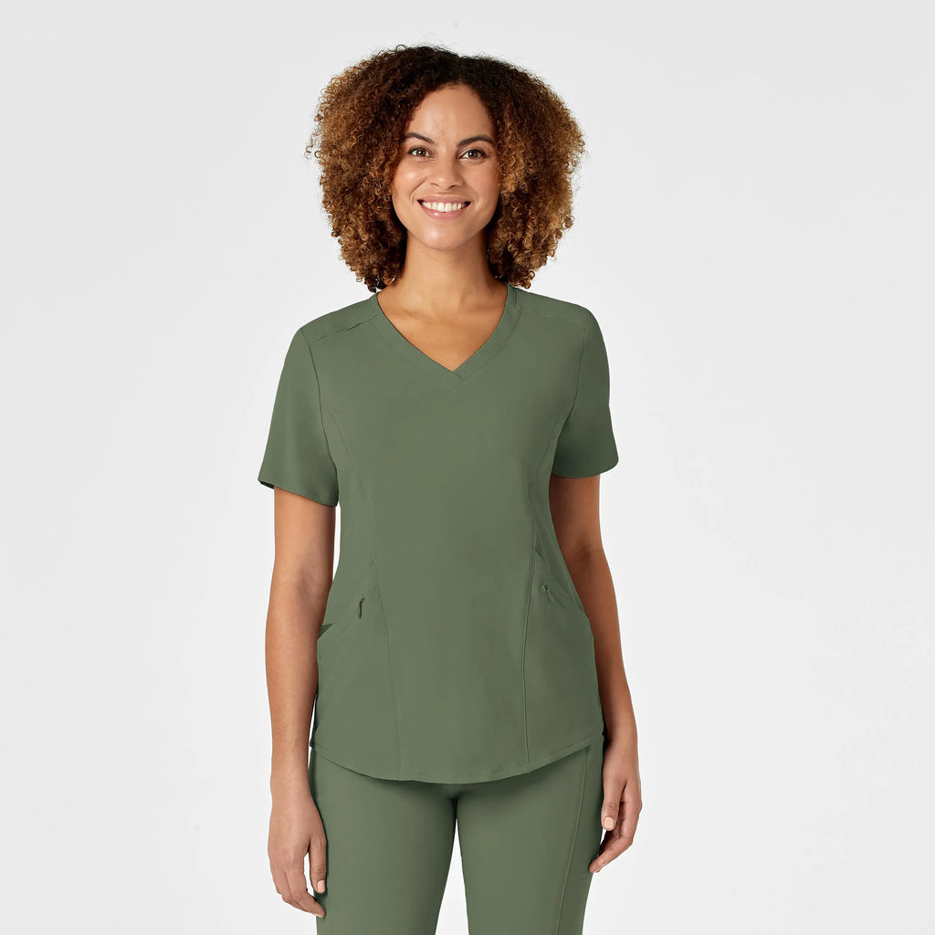 Wink Scrubs Women's RENEW V-Neck Scrub Top Olive | scrub-supply.com