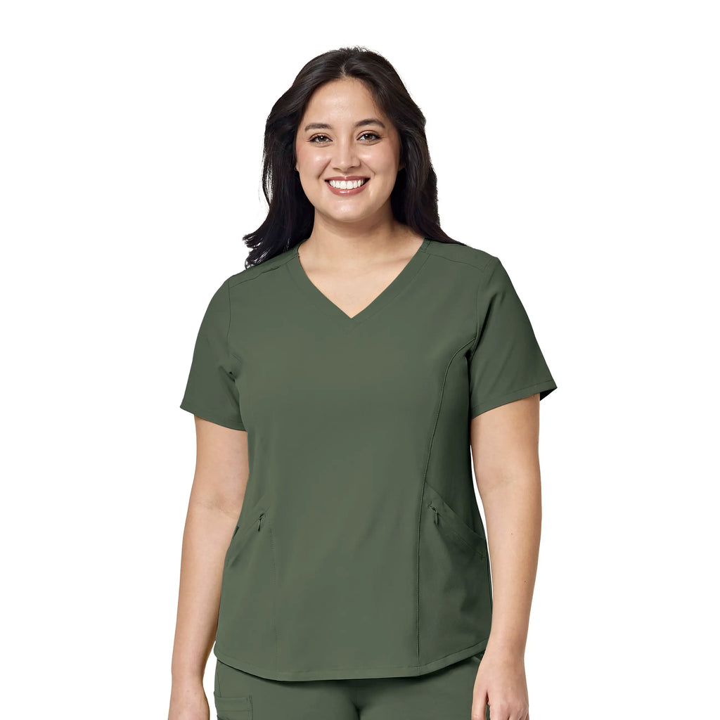 Wink Scrubs Women's RENEW V-Neck Scrub Top Olive | scrub-supply.com