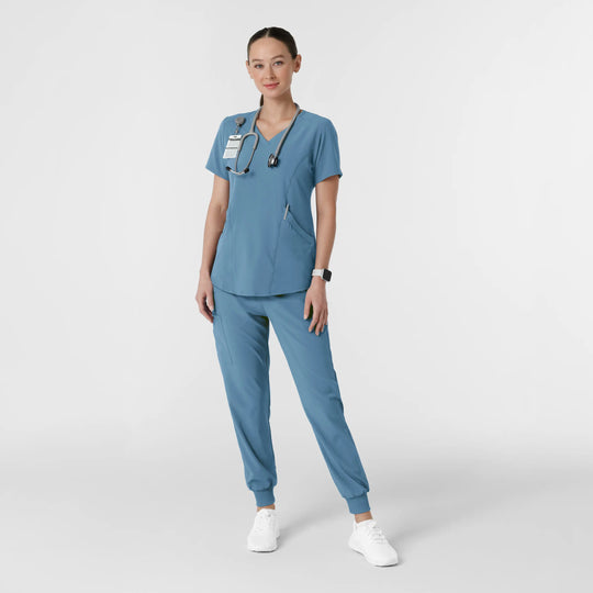 Wink Scrubs Women's RENEW V-Neck Scrub Top Pacific Blue | scrub-supply.com