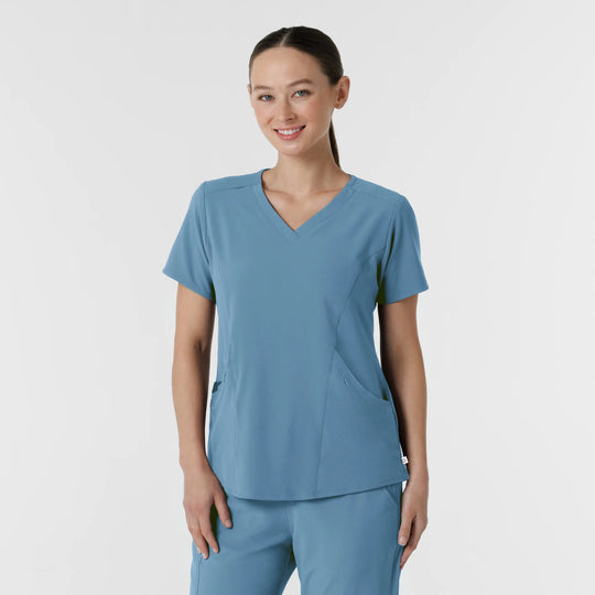 Wink Scrubs Women's RENEW V-Neck Scrub Top Pacific Blue | scrub-supply.com