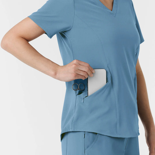 Wink Scrubs Women's RENEW V-Neck Scrub Top Pacific Blue | scrub-supply.com