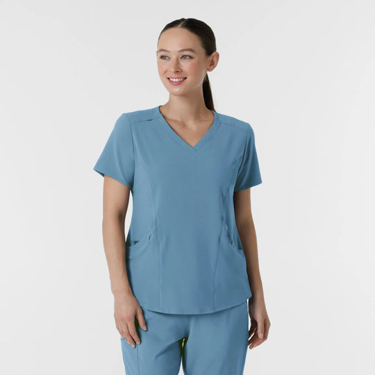 Wink Scrubs Women's RENEW V-Neck Scrub Top Pacific Blue | scrub-supply.com