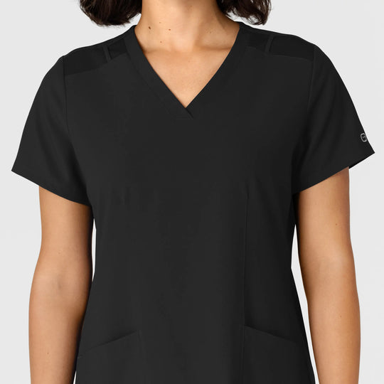 Wink Scrubs Women's Flex-n-Reach Side Panel V-Neck Scrub Top Black | scrub-supply.com