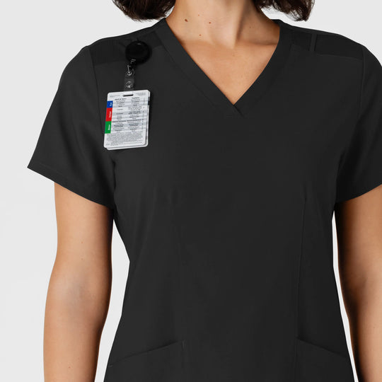 Wink Scrubs Women's Flex-n-Reach Side Panel V-Neck Scrub Top Black | scrub-supply.com