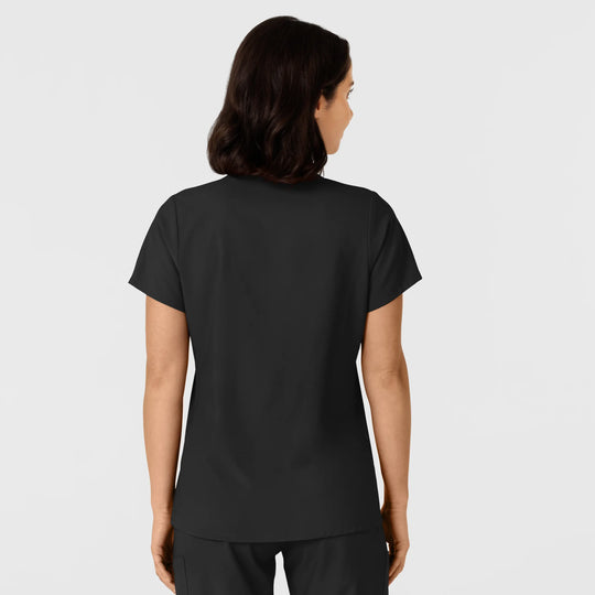 Wink Scrubs Women's Flex-n-Reach Side Panel V-Neck Scrub Top Black | scrub-supply.com