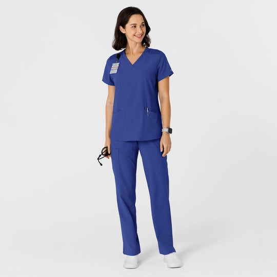 Wink Scrubs Women's Flex-n-Reach Side Panel V-Neck Scrub Top Galaxy Blue | scrub-supply.com