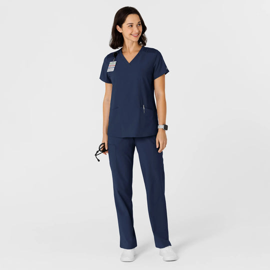 Wink Scrubs Women's Flex-n-Reach Side Panel V-Neck Scrub Top Navy | scrub-supply.com