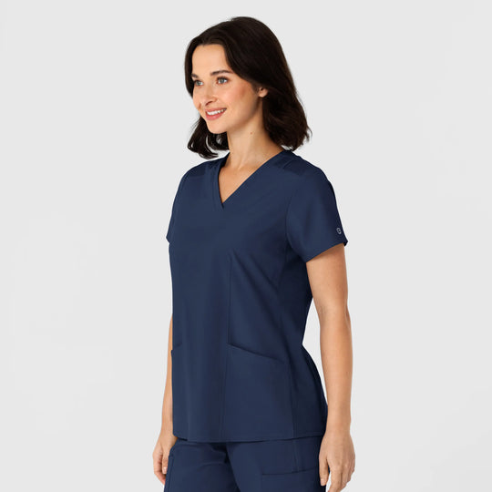 Wink Scrubs Women's Flex-n-Reach Side Panel V-Neck Scrub Top Navy | scrub-supply.com