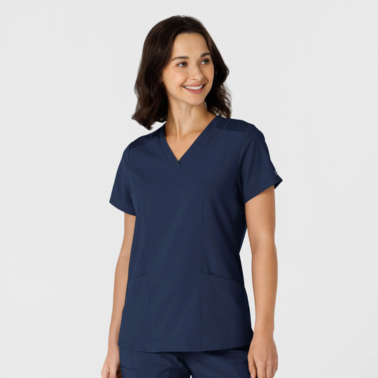 Wink Scrubs Women's Flex-n-Reach Side Panel V-Neck Scrub Top Navy | scrub-supply.com
