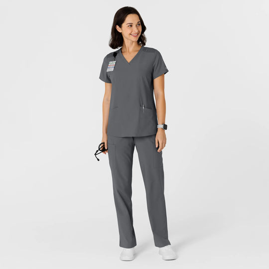 Wink Scrubs Women's Flex-n-Reach Side Panel V-Neck Scrub Top Pewter | scrub-supply.com