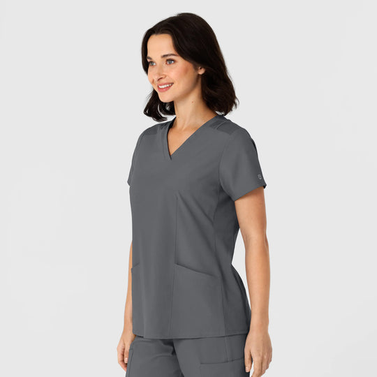 Wink Scrubs Women's Flex-n-Reach Side Panel V-Neck Scrub Top Pewter | scrub-supply.com
