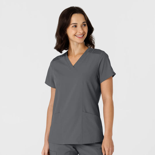 Wink Scrubs Women's Flex-n-Reach Side Panel V-Neck Scrub Top Pewter | scrub-supply.com