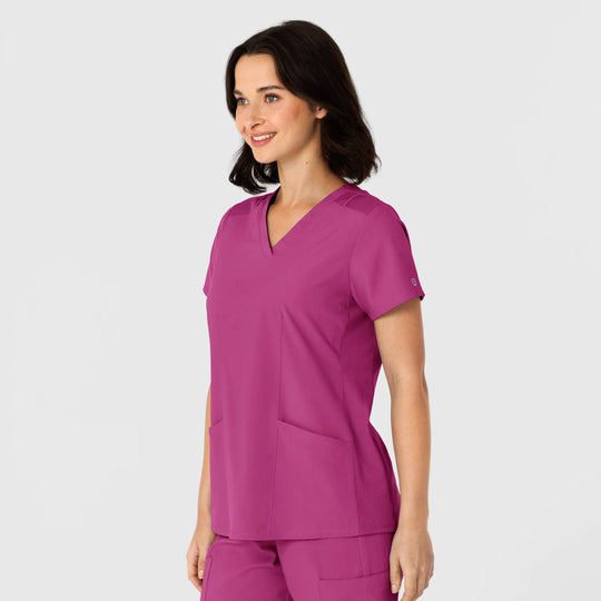 Wink Scrubs Women's Flex-n-Reach Side Panel V-Neck Scrub Top Raspberry | scrub-supply.com