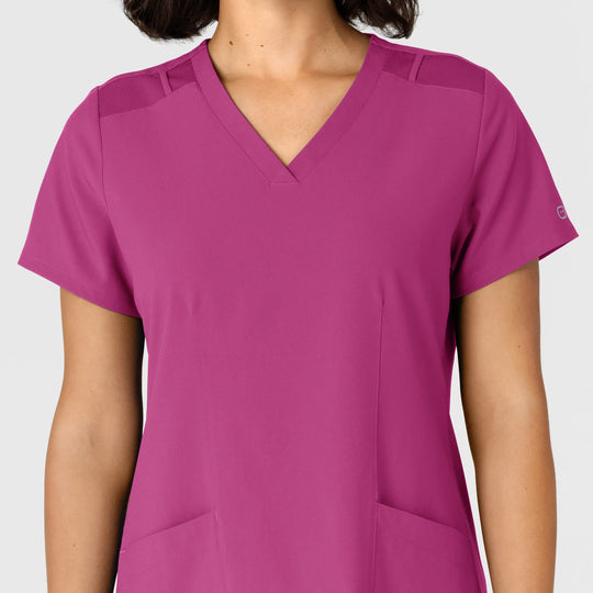 Wink Scrubs Women's Flex-n-Reach Side Panel V-Neck Scrub Top Raspberry | scrub-supply.com