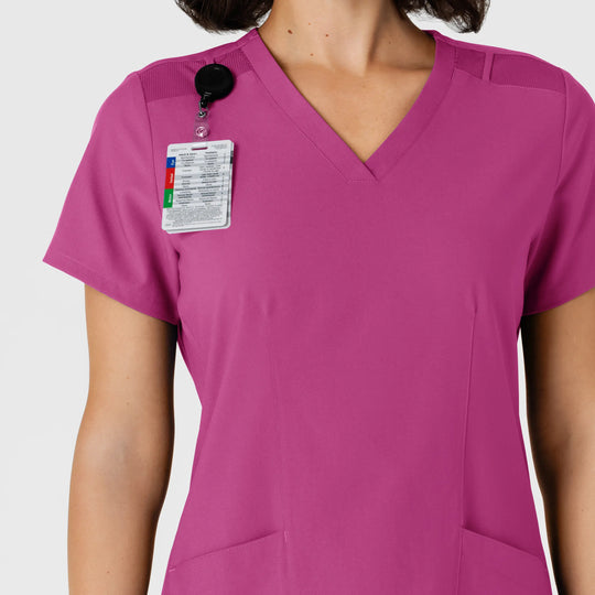 Wink Scrubs Women's Flex-n-Reach Side Panel V-Neck Scrub Top Raspberry | scrub-supply.com