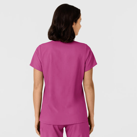 Wink Scrubs Women's Flex-n-Reach Side Panel V-Neck Scrub Top Raspberry | scrub-supply.com