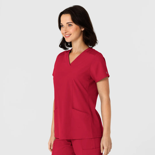 Wink Scrubs Women's Flex-n-Reach Side Panel V-Neck Scrub Top Red | scrub-supply.com