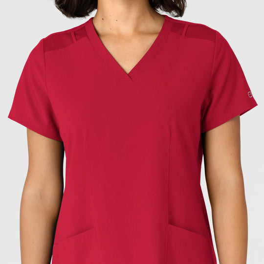 Wink Scrubs Women's Flex-n-Reach Side Panel V-Neck Scrub Top Red | scrub-supply.com