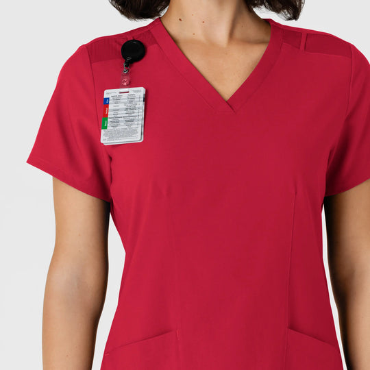 Wink Scrubs Women's Flex-n-Reach Side Panel V-Neck Scrub Top Red | scrub-supply.com