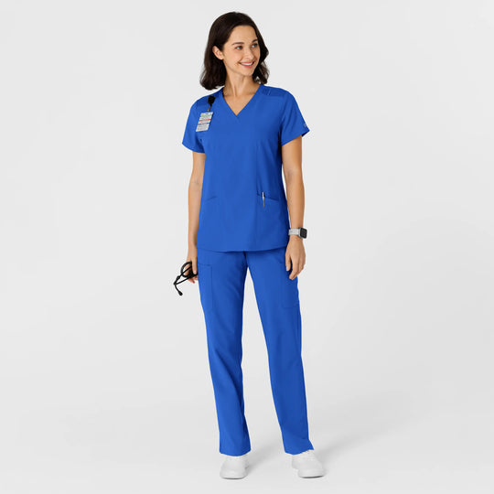 Wink Scrubs Women's Flex-n-Reach Side Panel V-Neck Scrub Top Royal Blue | scrub-supply.com