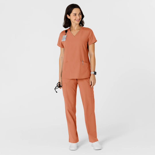 Wink Scrubs Women's Flex-n-Reach Side Panel V-Neck Scrub Top Terracotta | scrub-supply.com