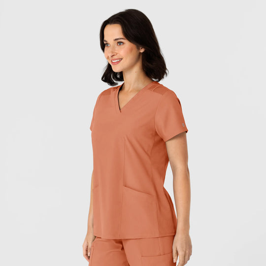 Wink Scrubs Women's Flex-n-Reach Side Panel V-Neck Scrub Top Terracotta | scrub-supply.com