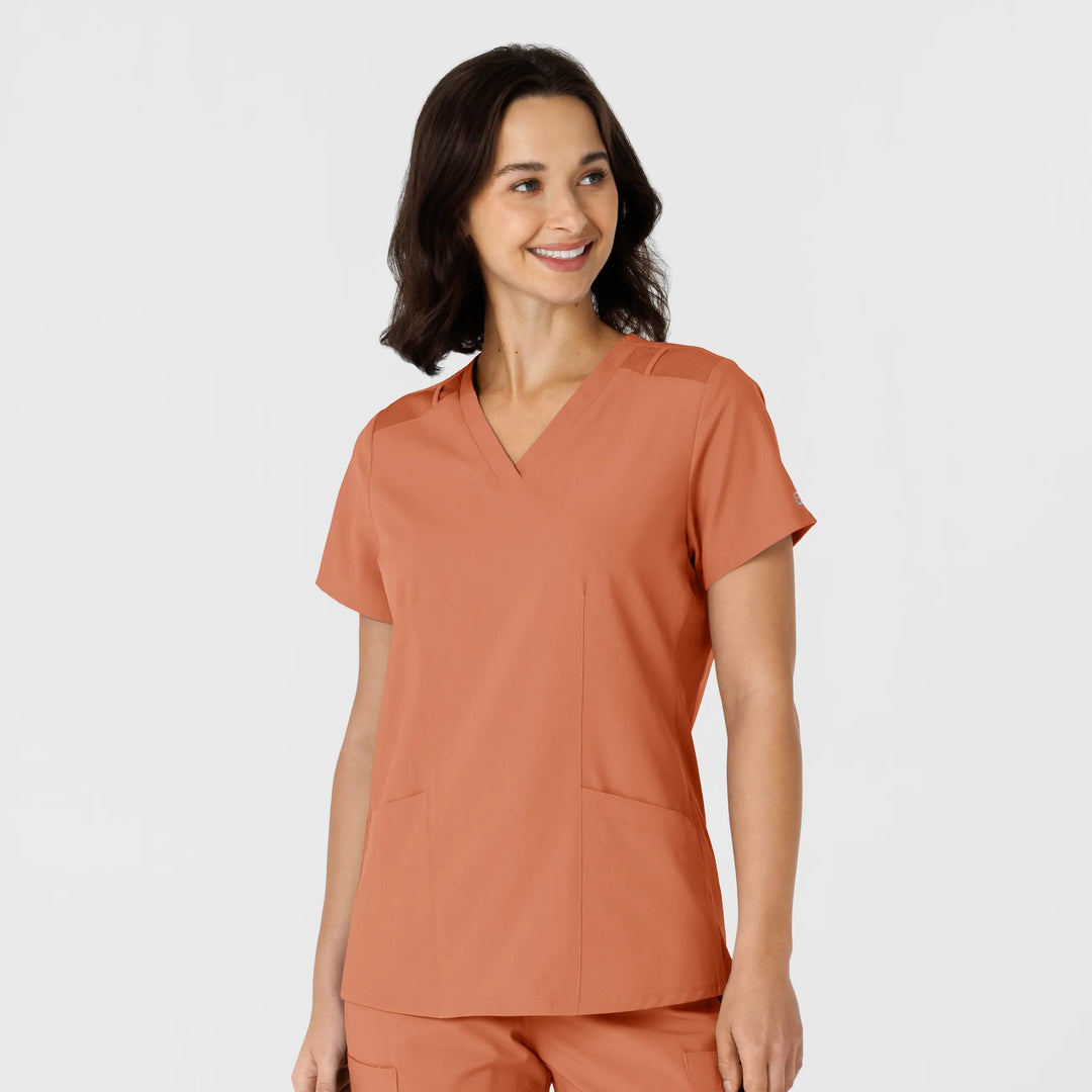 Wink Scrubs Women's Flex-n-Reach Side Panel V-Neck Scrub Top Terracotta | scrub-supply.com