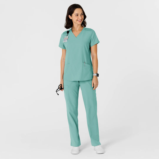 Wink Scrubs Women's Flex-n-Reach Side Panel V-Neck Scrub Top Turquoise | scrub-supply.com