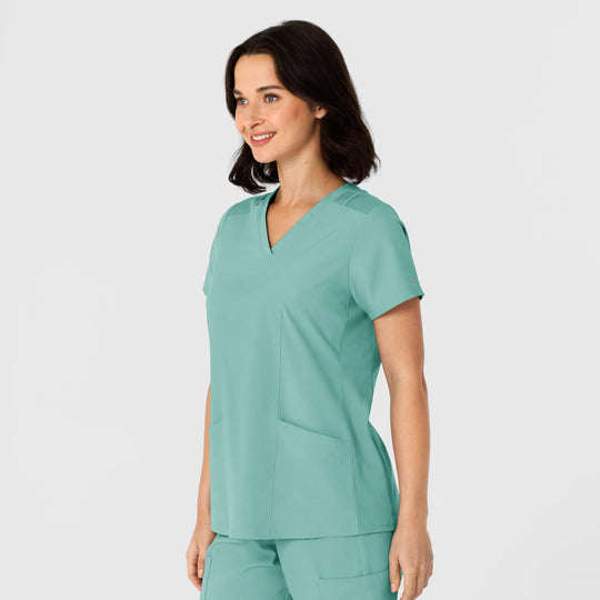 Wink Scrubs Women's Flex-n-Reach Side Panel V-Neck Scrub Top Turquoise | scrub-supply.com