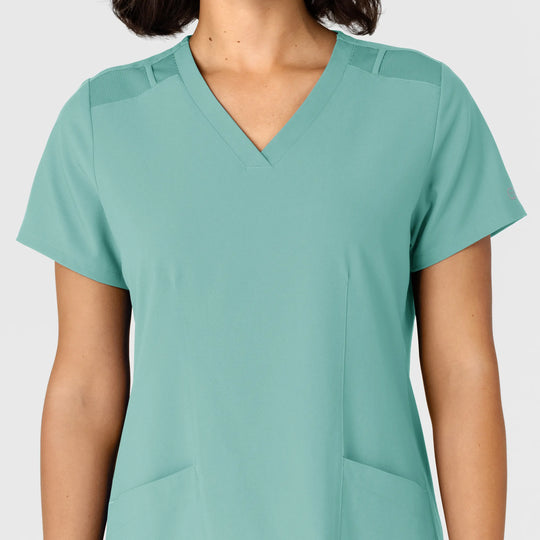 Wink Scrubs Women's Flex-n-Reach Side Panel V-Neck Scrub Top Turquoise | scrub-supply.com