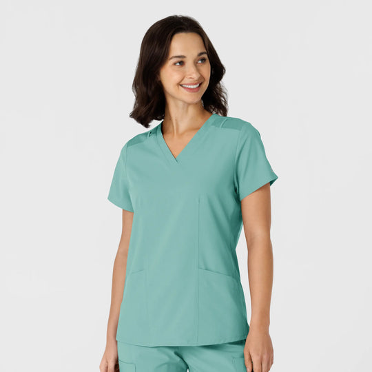 Wink Scrubs Women's Flex-n-Reach Side Panel V-Neck Scrub Top Turquoise | scrub-supply.com