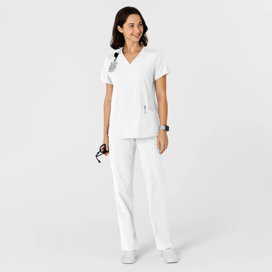 Wink Scrubs Women's Flex-n-Reach Side Panel V-Neck Scrub Top White | scrub-supply.com