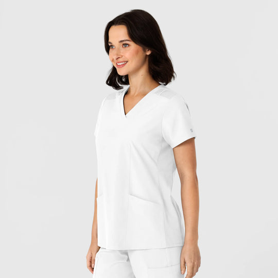 Wink Scrubs Women's Flex-n-Reach Side Panel V-Neck Scrub Top White | scrub-supply.com