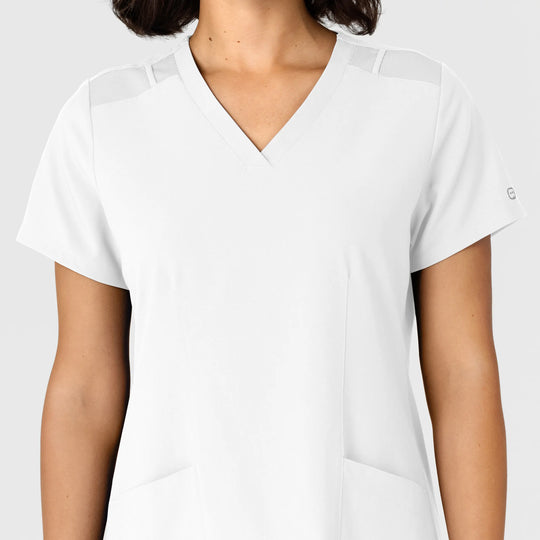 Wink Scrubs Women's Flex-n-Reach Side Panel V-Neck Scrub Top White | scrub-supply.com