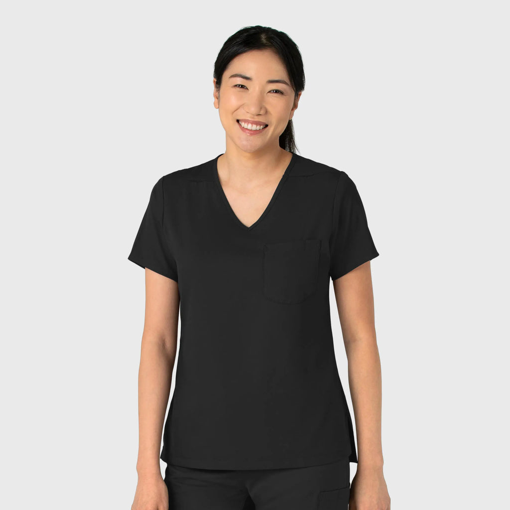 Wink Scrubs Women's Tuck-In Scrub Top Black | scrub-supply.com