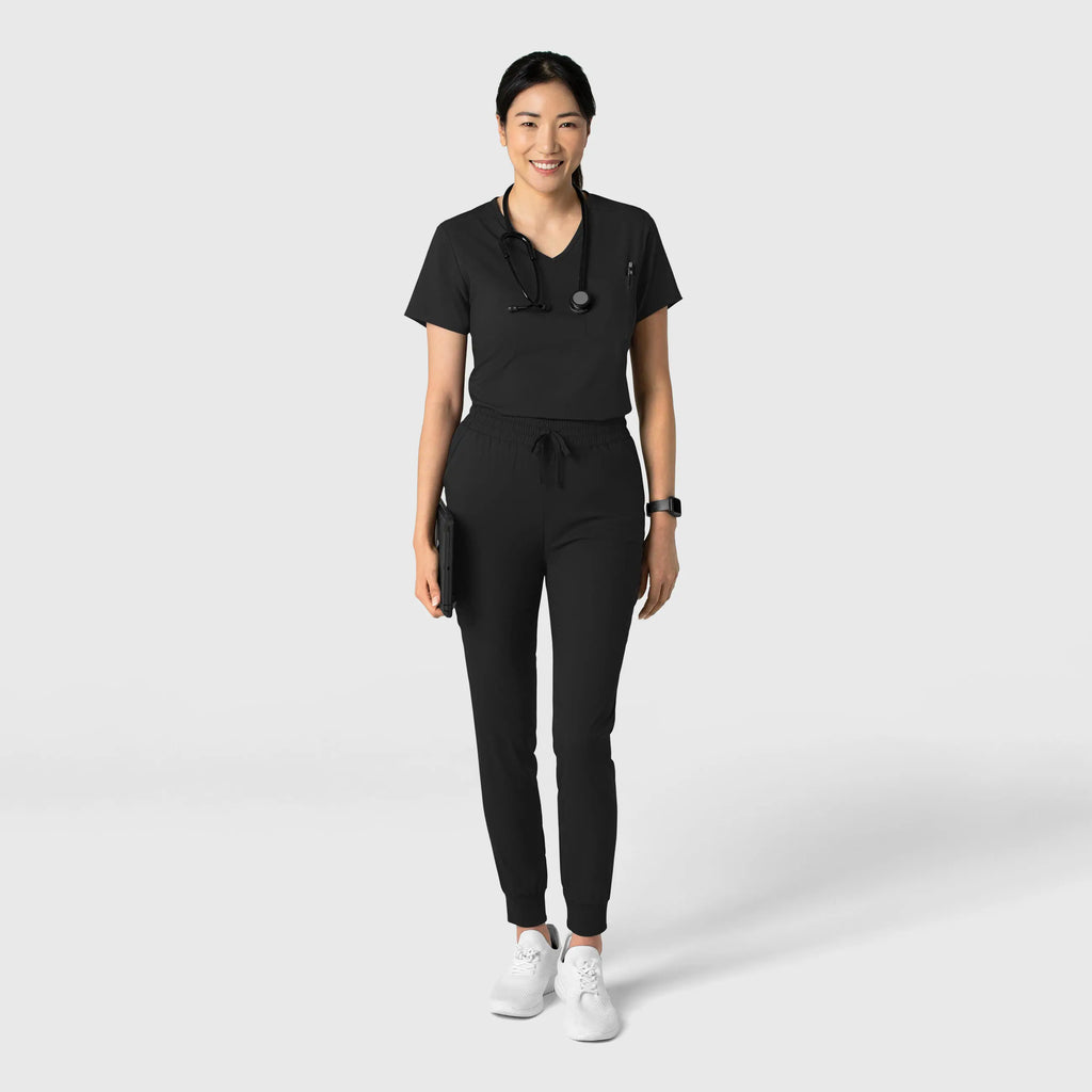 Wink Scrubs Women's Tuck-In Scrub Top Black | scrub-supply.com