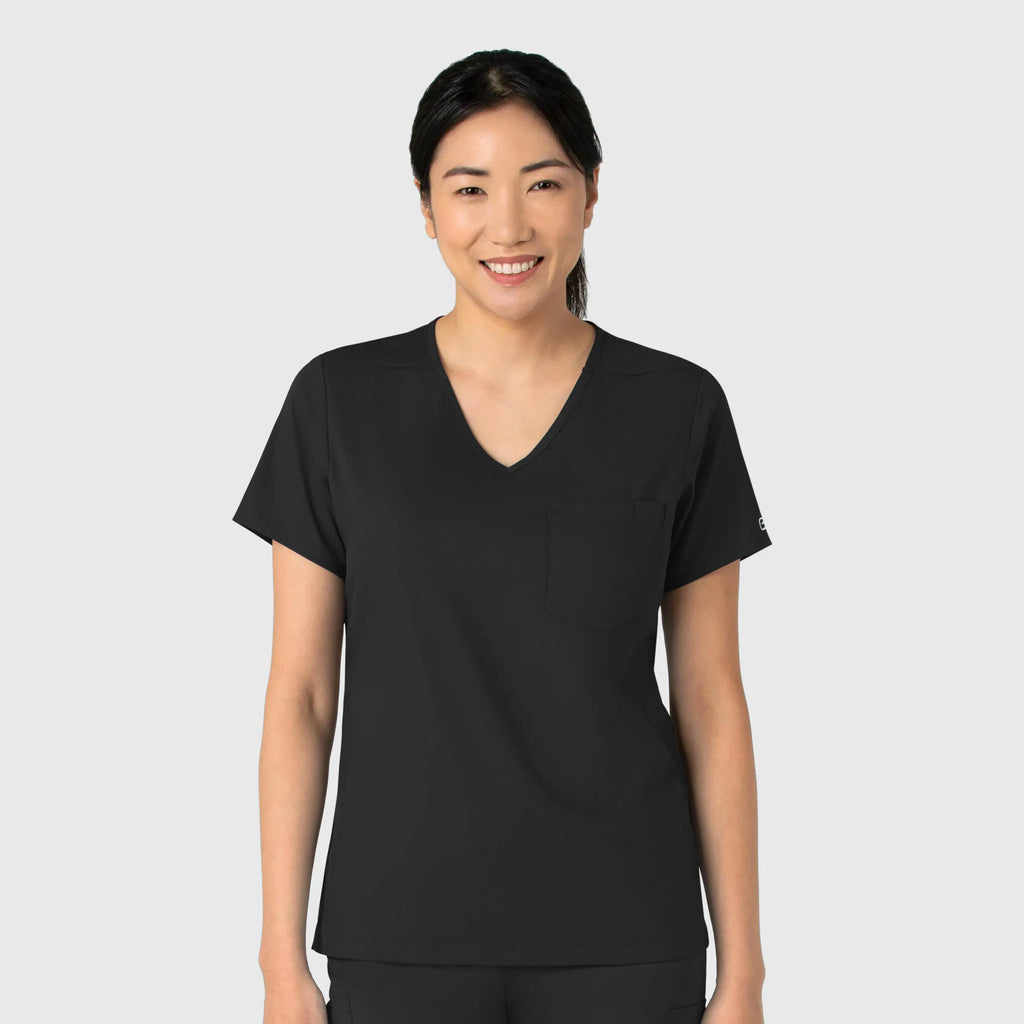 Wink Scrubs Women's Tuck-In Scrub Top Black | scrub-supply.com