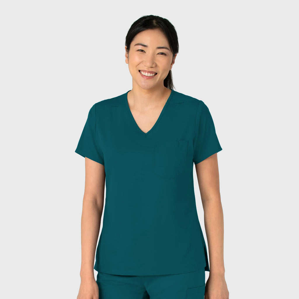 Wink Scrubs Women's Tuck-In Scrub Top Caribbean Blue | scrub-supply.com