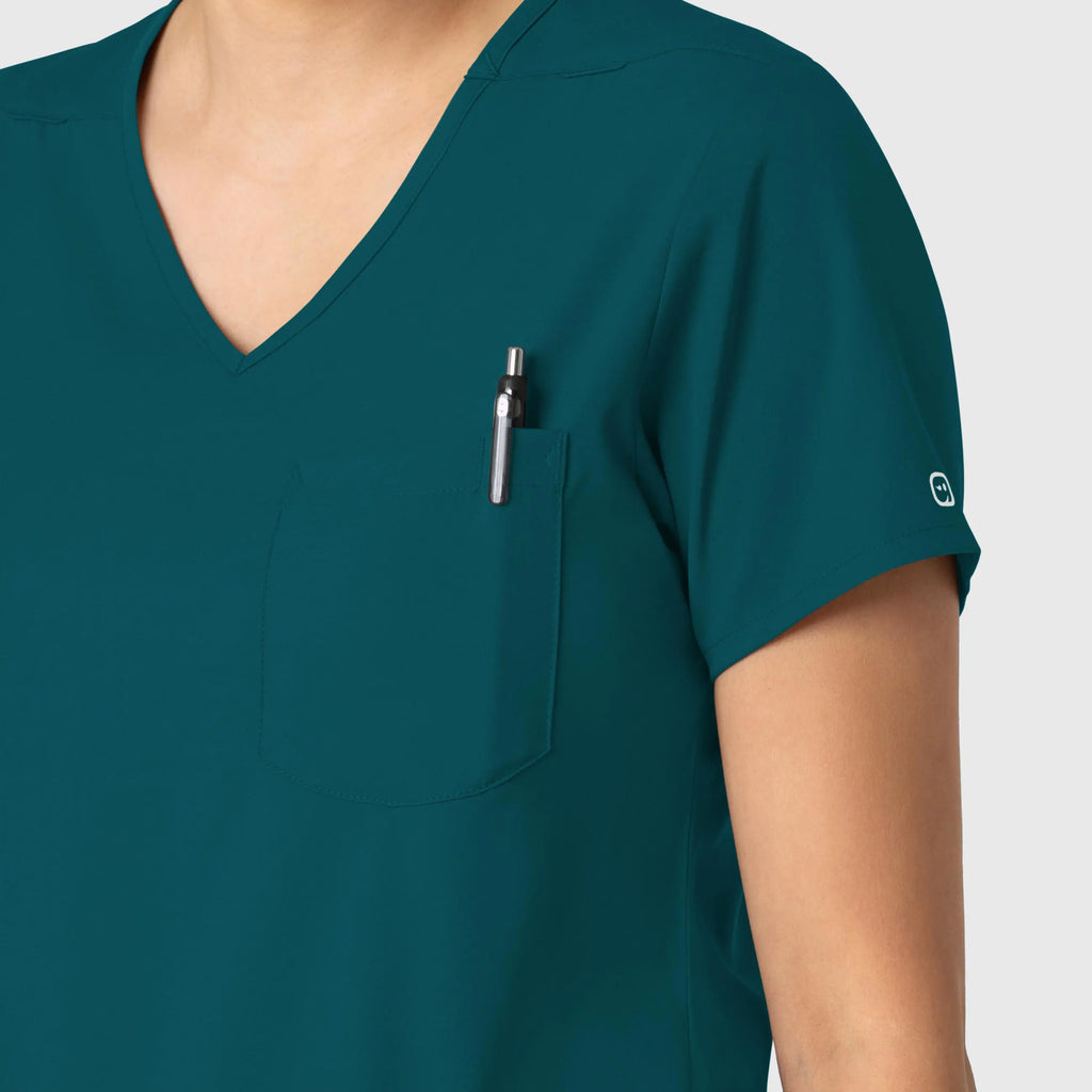 Wink Scrubs Women's Tuck-In Scrub Top Caribbean Blue | scrub-supply.com